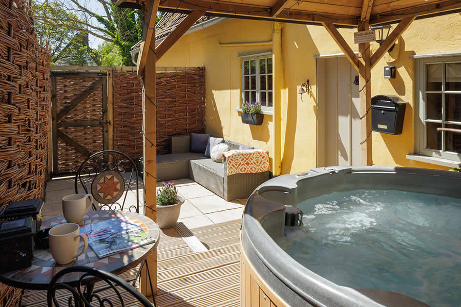 The hot tub is everyone's favourite in the private dog secure enclosed courtyard
